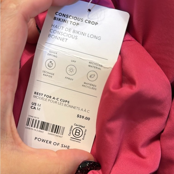 💗 Athleta Conscious Crop Bikini Top A-C // Salvia Pink - Picture 9 of 9